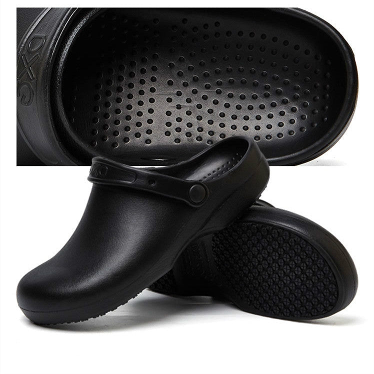 Kitchen Chef Shoes Food Service Non-slip Water-proof Oil-Proof Slippers, Size:38(Black)