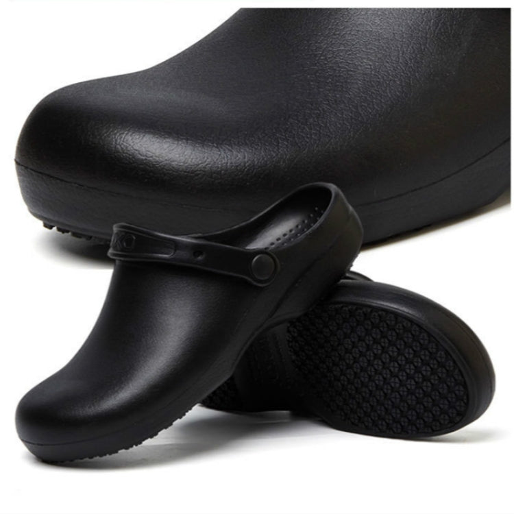 Kitchen Chef Shoes Food Service Non-slip Water-proof Oil-Proof Slippers, Size:38(Black)