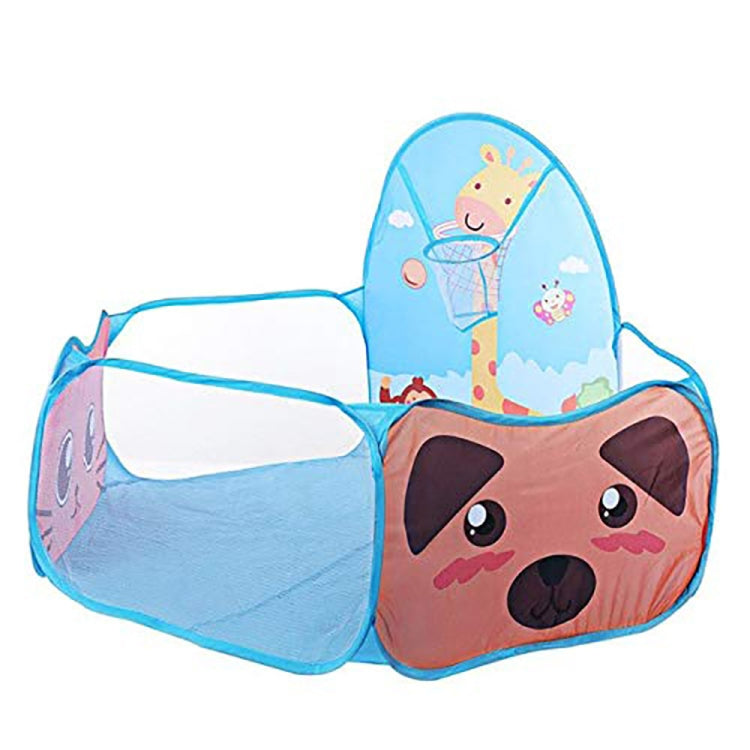 Kids Indoor Outdoor Safe Tent Children Foldable Playpens Game Cartoon Throwing Basketball Pool For Kids(Blue)