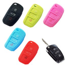 2 PCS Car Key Cover Silicone Flip Key Remote Holder Case Cover for Audi Q3 A3 A1(Black)