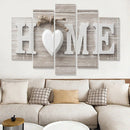 5 PCS Canvas Printing Love HOME Frameless Wall Art Pictures for Home Living Room Bedroom Decoration, Size:20x30cm x2,20x40cm x2,20x50cm x1