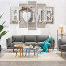 5 PCS Canvas Printing Love HOME Frameless Wall Art Pictures for Home Living Room Bedroom Decoration, Size:30x50cm x2,30x70cm x2,30x90cm x1