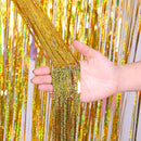 2 PCS Laser Rain Tinsel Foil Curtain Birthday Party Decoration Tassel Wall, Size:1x2.5m(Gold)