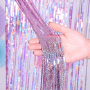 2 PCS Laser Rain Tinsel Foil Curtain Birthday Party Decoration Tassel Wall, Size:1x2.5m(Pink)