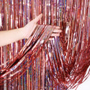 2 PCS Laser Rain Tinsel Foil Curtain Birthday Party Decoration Tassel Wall, Size:1x2.5m(Rose gold)