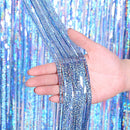 2 PCS Laser Rain Tinsel Foil Curtain Birthday Party Decoration Tassel Wall, Size:1x2.5m(Light blue)