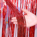2 PCS Laser Rain Tinsel Foil Curtain Birthday Party Decoration Tassel Wall, Size:1x2.5m(Red)