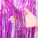 2 PCS Laser Rain Tinsel Foil Curtain Birthday Party Decoration Tassel Wall, Size:1x2.5m(Rose)