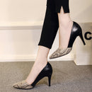 Snake Pattern Pointed Toe Pumps Women Sexy Thin High Heels, Size:39(Black 8cm)