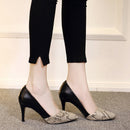 Snake Pattern Pointed Toe Pumps Women Sexy Thin High Heels, Size:39(Black 8cm)