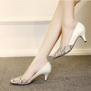 Snake Pattern Pointed Toe Pumps Women Sexy Thin High Heels, Size:39(White 5cm)