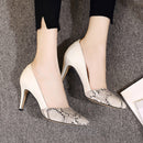 Snake Pattern Pointed Toe Pumps Women Sexy Thin High Heels, Size:39(White 5cm)