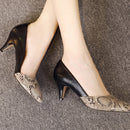 Snake Pattern Pointed Toe Pumps Women Sexy Thin High Heels, Size:39(Black 5cm)