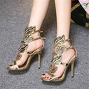 Metal Wings Thin High Heel Women Shoes, Shoe Size:39(Gold)