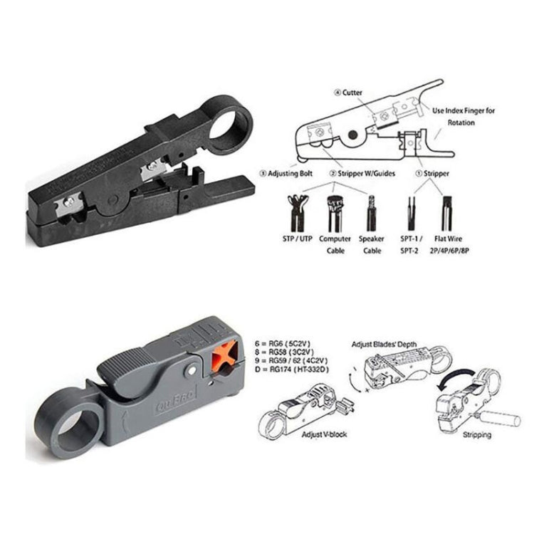 Three-purpose Network Cable Clamp Tester Hand Tool Set Home Network Repair Kit, Style:12 in 1