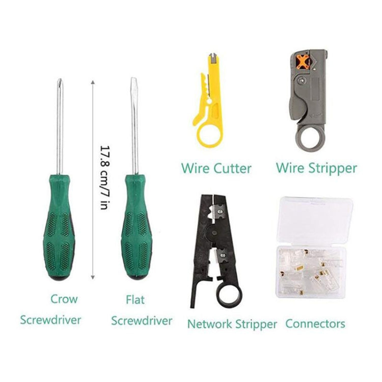 Three-purpose Network Cable Clamp Tester Hand Tool Set Home Network Repair Kit, Style:12 in 1