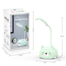 Cartoon Cat Design LED Eye Protection Reading Lamp USB Rechargeable Desk Lamp(Green)