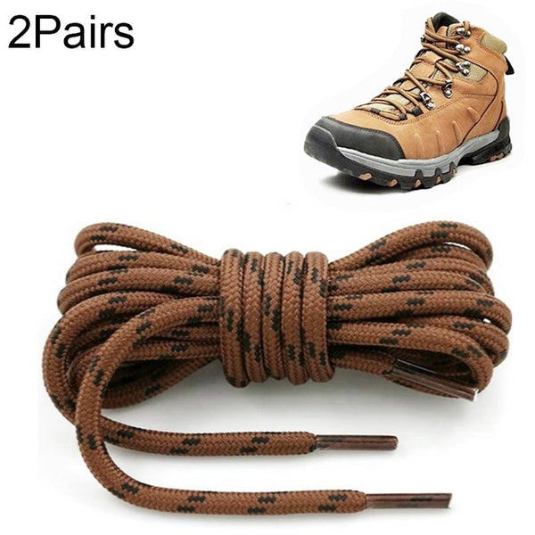 2 Pairs Round High Density Weaving Shoe Laces Outdoor Hiking Slip Rope Sneakers Boot Shoelace, Length:100cm(Red Brown-Black)