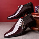 Pointed Business Dress Men Glossy Casual Leather Shoes, Size:45(Black)
