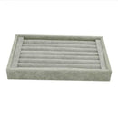 Velvet Case Jewelry Display Holder Organizer Rings Earrings Storage Tray(Gray)