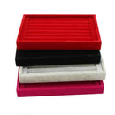 Velvet Case Jewelry Display Holder Organizer Rings Earrings Storage Tray(Gray)