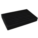 Velvet Case Jewelry Display Holder Organizer Rings Earrings Storage Tray(Black)