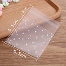 100 PCS Plastic Transparent Cellophane Bags Polka Dot Candy Cookie Gift Bag with DIY Self Adhesive Pouch Celofan Bags for Party, Size:7x7cm(Transparent)