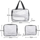 Portable Travel Zip Look PVC Bags Waterproof Transparent Makeup Storage Bag, SIZE:3Pcs Set(Black)