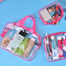 Portable Travel Zip Look PVC Bags Waterproof Transparent Makeup Storage Bag, SIZE:3Pcs Set(Black)