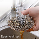 Stainless Steel Square Cast Iron Cleaner Pot Brush Scrubber Home Cookware Kitchen Cleaning Tool, Size:4Ã—4inch
