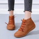 PU Boots Lace-Up Retro Flat Women Boots, Size:43(Blue)