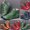 PU Boots Lace-Up Retro Flat Women Boots, Size:43(Blue)