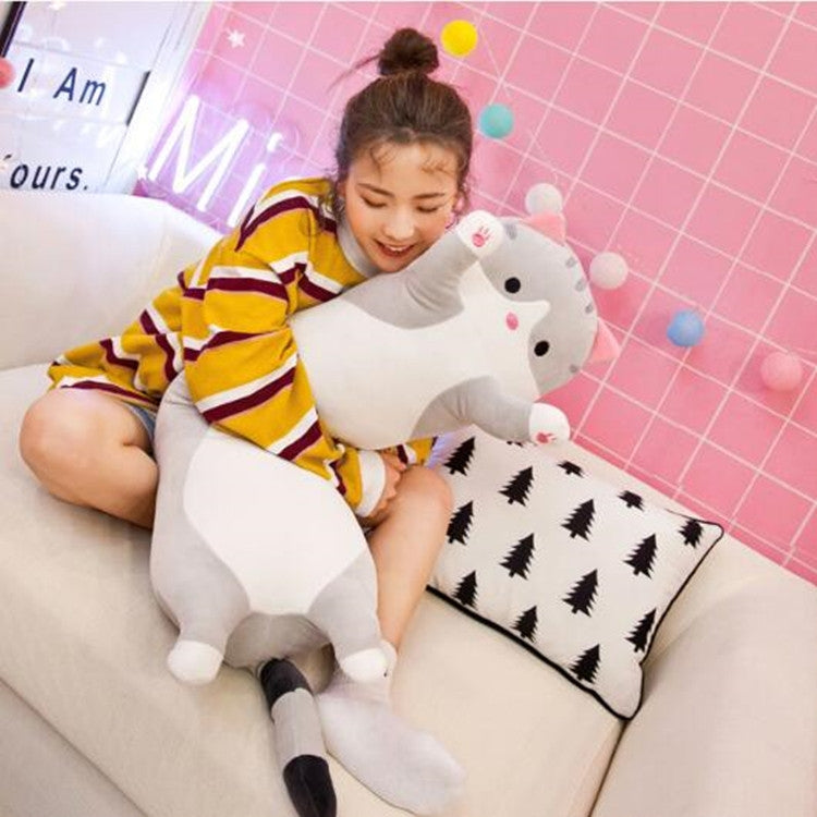 Soft Cute Pet Long Cat Pillow Plush Toy Sleeping Doll Lazy Doll, Size:Height 90cm(Yellow)