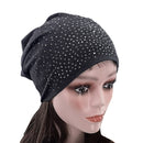Autumn and Winter Ladies Warm Rhinestones Caps Solid Color Knit Cap Beanie, Size:56-60cm(Pink)