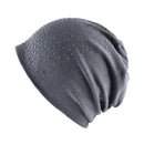 Autumn and Winter Ladies Warm Rhinestones Caps Solid Color Knit Cap Beanie, Size:56-60cm(Dark Gray)