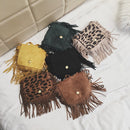 Mini Messenger Bag Cute Tassel Design Kids Coin Purses Children Handbags Shoulder Bags(Dark Khaki)