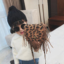 Mini Messenger Bag Cute Tassel Design Kids Coin Purses Children Handbags Shoulder Bags(Dark Brown)