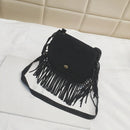 Mini Messenger Bag Cute Tassel Design Kids Coin Purses Children Handbags Shoulder Bags(Black)