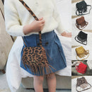 Mini Messenger Bag Cute Tassel Design Kids Coin Purses Children Handbags Shoulder Bags(Black)
