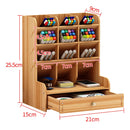 Children Student Multifunctional Wooden Desktop Storage Pen Holder Hand Account Tape Stationery(B11 Cherry Wood)