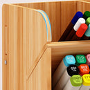 Children Student Multifunctional Wooden Desktop Storage Pen Holder Hand Account Tape Stationery(B11 Cherry Wood)