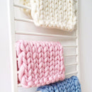 50x50cm New Born Baby Knitted Wool Blanket Newborn Photography Props Chunky Knit Blanket Basket Filler(Gray)