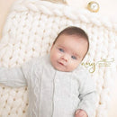 50x50cm New Born Baby Knitted Wool Blanket Newborn Photography Props Chunky Knit Blanket Basket Filler(Gray)