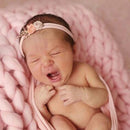 50x50cm New Born Baby Knitted Wool Blanket Newborn Photography Props Chunky Knit Blanket Basket Filler(Black)