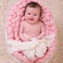 50x50cm New Born Baby Knitted Wool Blanket Newborn Photography Props Chunky Knit Blanket Basket Filler(Tibetan Blue)