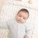 50x50cm New Born Baby Knitted Wool Blanket Newborn Photography Props Chunky Knit Blanket Basket Filler(Coffee)