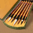 7 PCS / Set Fan Boxed Brush Gift Chinese Painting Calligraphy Brush Set