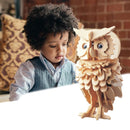 3D Wooden Owl Puzzle Jigsaw Woodcraft Kit DIY Construction Puzzle Toys for Children(Original Color)