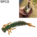 15 PCS 8-color Larvae Silicone Soft Bait Lure Bait, Size:55MM(Army Green)