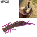 15 PCS 8-color Larvae Silicone Soft Bait Lure Bait, Size:55MM(Purple)